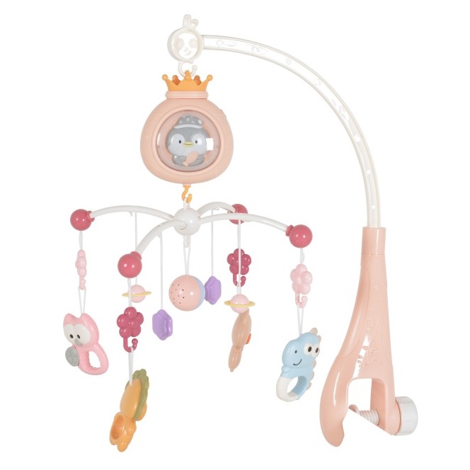 Carusel Moni Penguin Pink cu sunete albe și timer - imagine 5