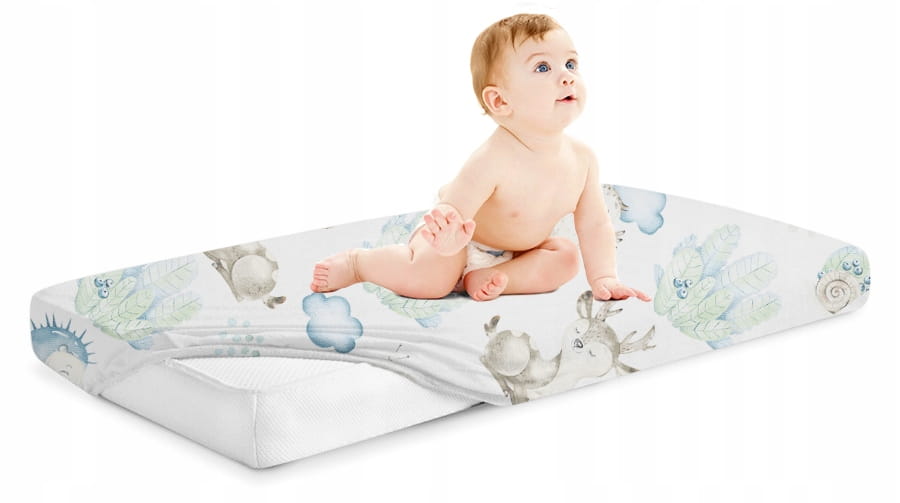 Cearceaf Babymam 160x80 cm Blue Forest Animals - imagine 3