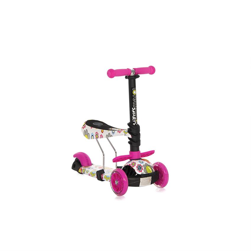 Trotineta Lorelli Pink Flowers 3 Roți LED, Scaun și Mâner - imagine 5