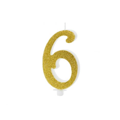 Lumanare Cifra 6 Aurie Party deco - Tort Aniversare Perfect