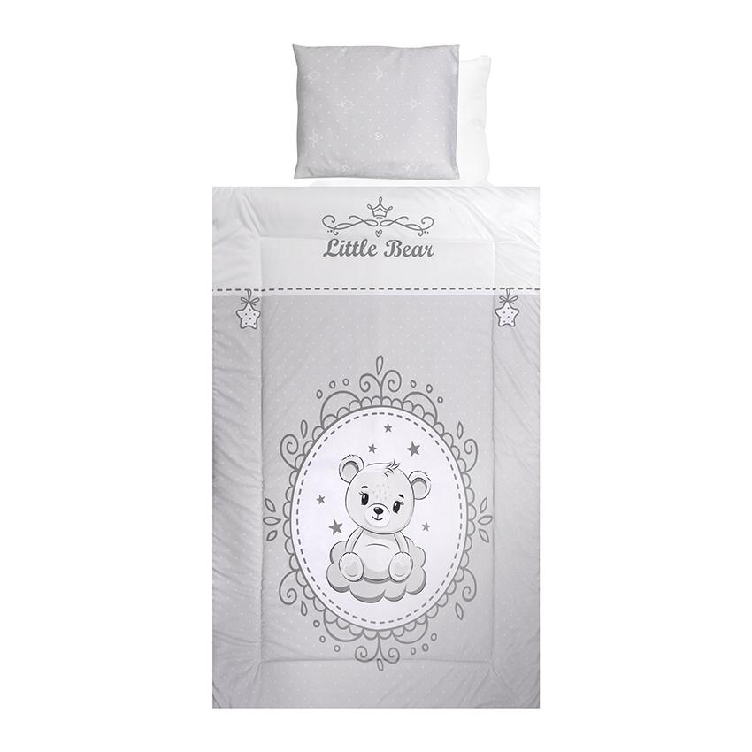 Lenjerie Pat 4 Piese Lorelli Little Bear Grey Bumbac