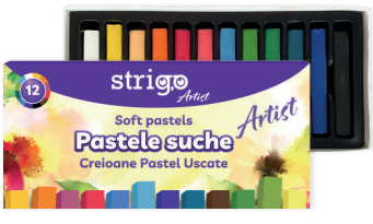 Pasteluri Uscate Strigo 12 Culori, Formă Pătrată