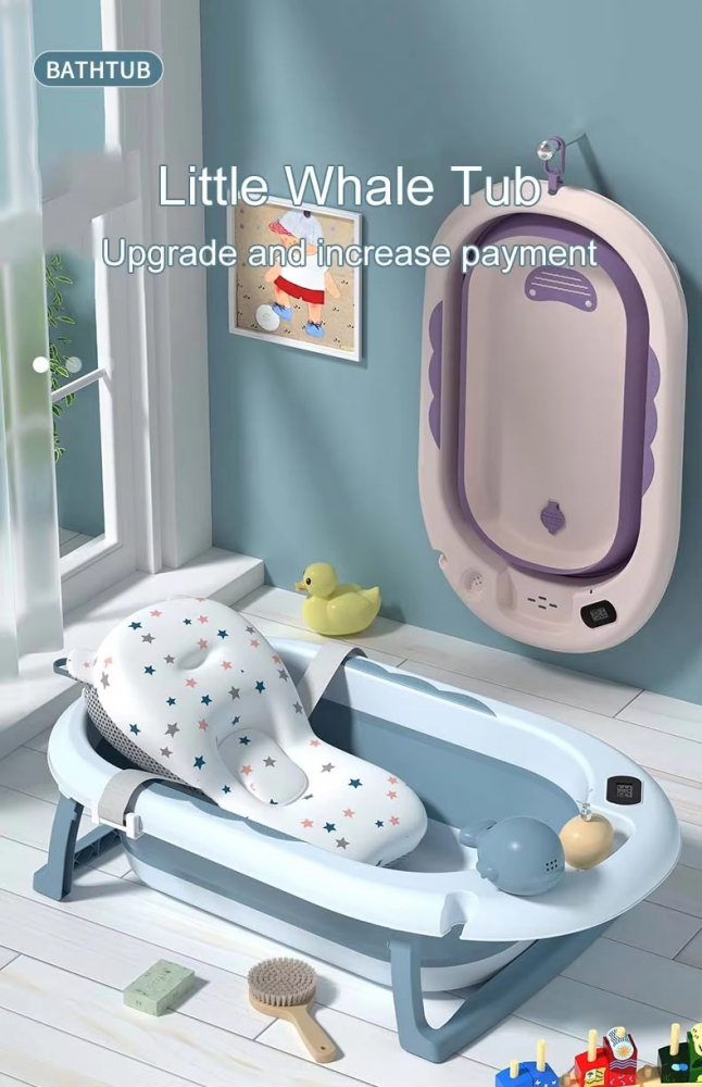 Cadita Little Mom Green Pliabila cu Termometru - imagine 10