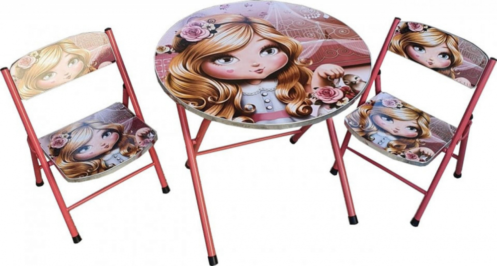 Masa pliabila Novokids cu 2 scaune, Roz - imagine 4