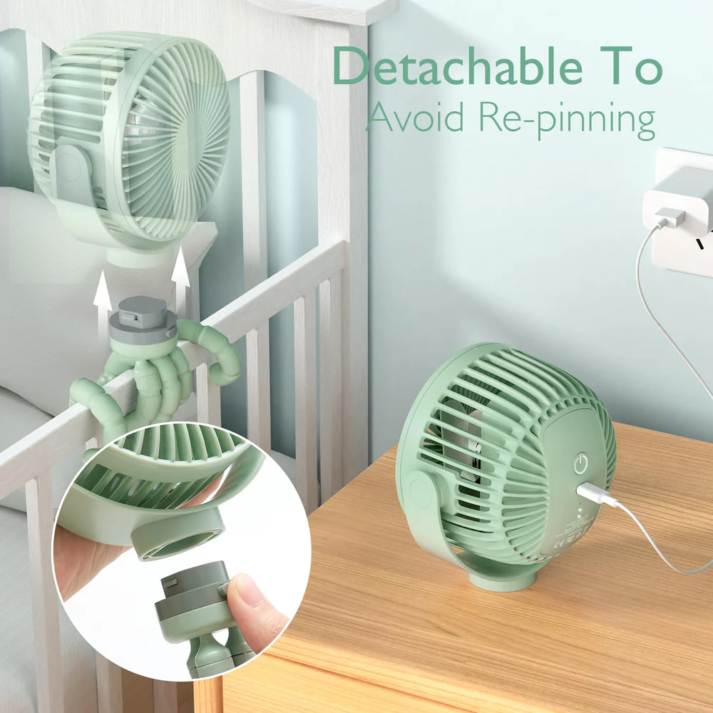 Ventilator Momcozy Portabil 360° Verde - Nor Pufos - imagine 5
