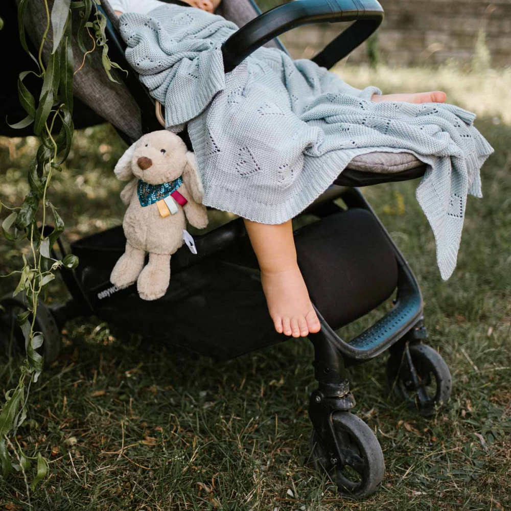 Paturică Tricotată Bambus Babyono Inimioare Gri - imagine 2