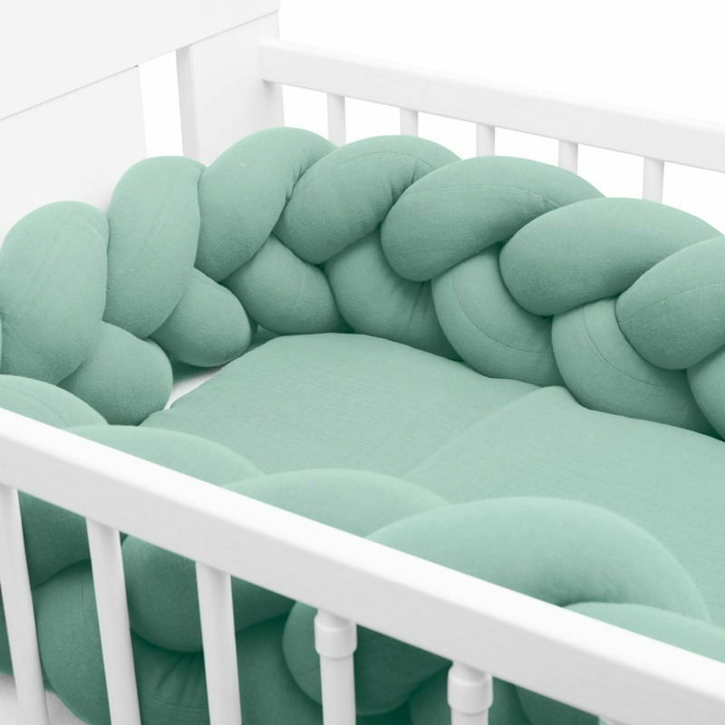 Bumper impletit New Baby, Protectie Patut 210 cm, Green - imagine 2