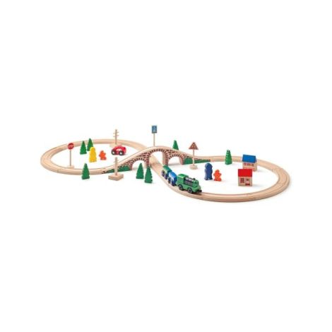 Tren Woodyland cu Locomotivă Electrică - 40 Piese - imagine 2
