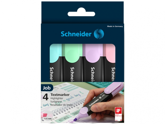 Set Textmarker Schneider Job Pastel, 4 culori