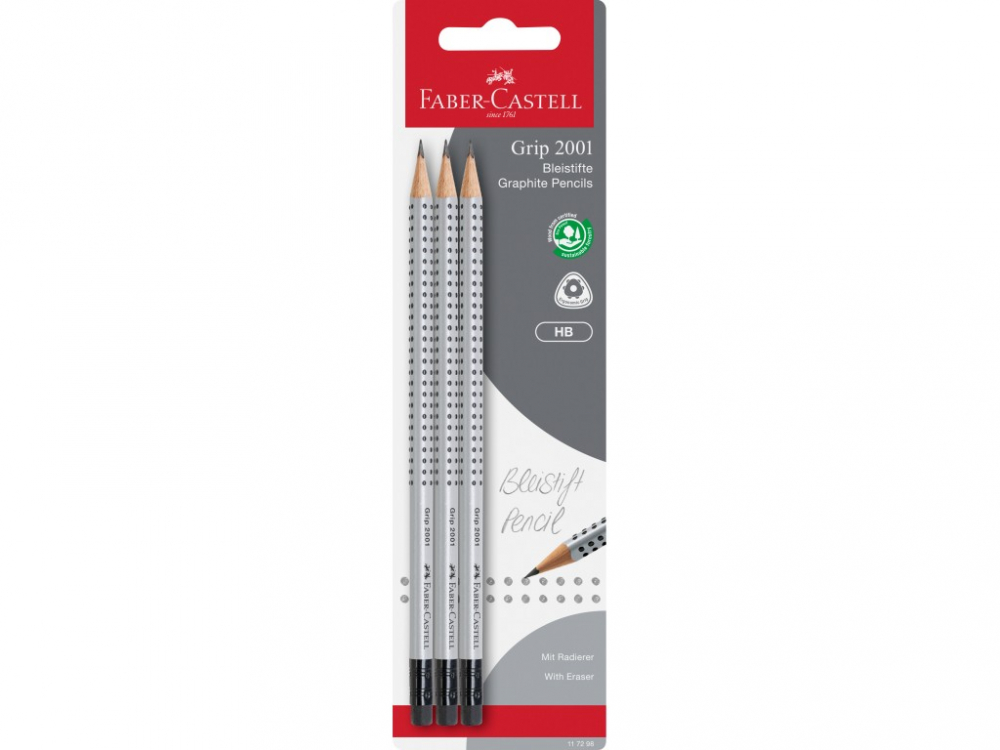 Creioane Faber-Castell Grip 2001 HB, 3 buc
