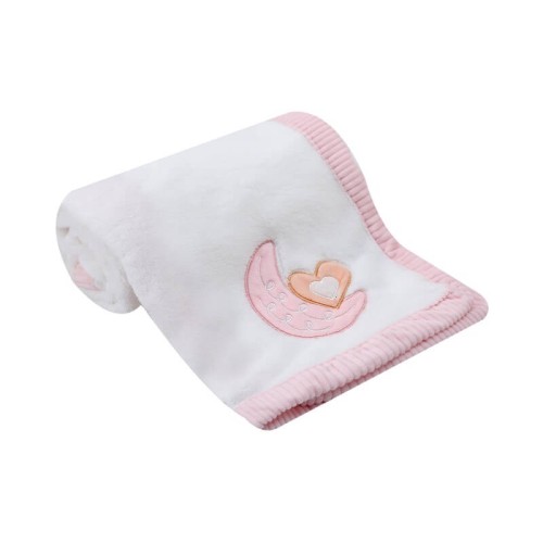 Paturica Fleece Mothers Choice cu Broderie Roz