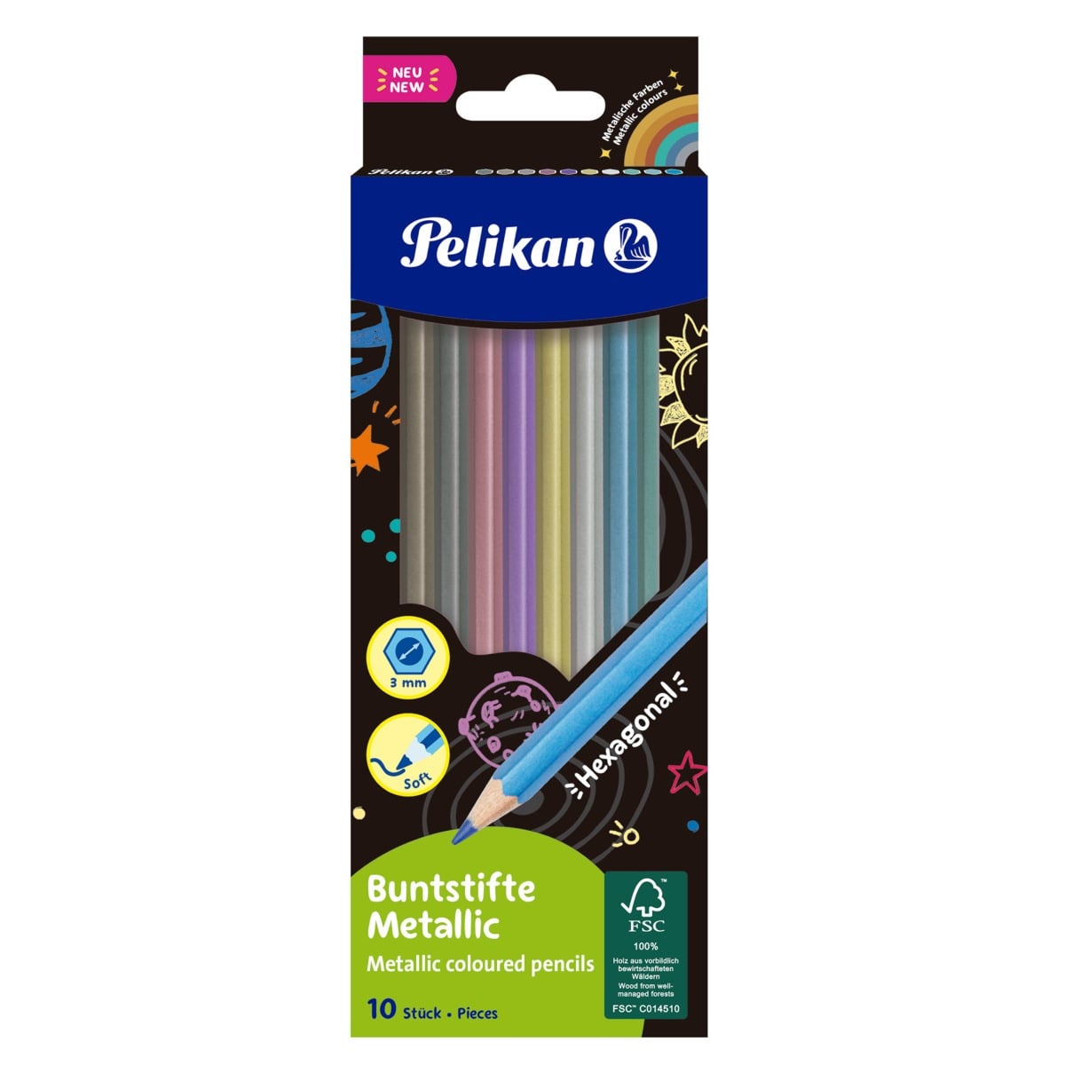 Set 10 Creioane Metalizate Pelikan Herlitz