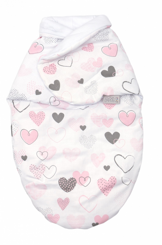 Amy Baby Swaddle Inimioare Bumbac Alb, 72x60 cm - imagine 2