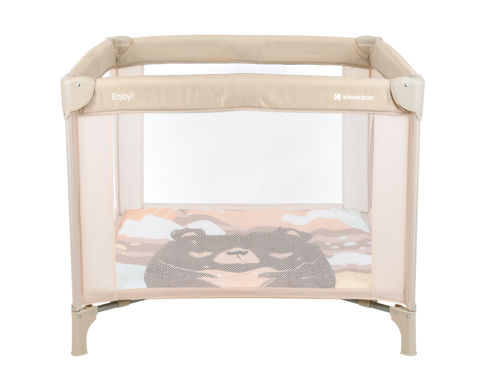 Tarc Kikkaboo Enjoy Beige Bear, pliere compactă și saltea