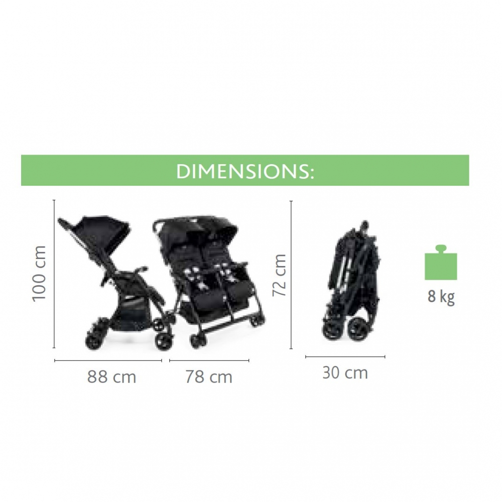 Carucior Gemeni Chicco Ohlala Black Night, Usor si Compact - imagine 3