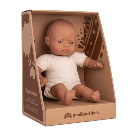 Păpușă Bebeluș Miniland 32 cm, Corp Moale, Hispanic - imagine 2