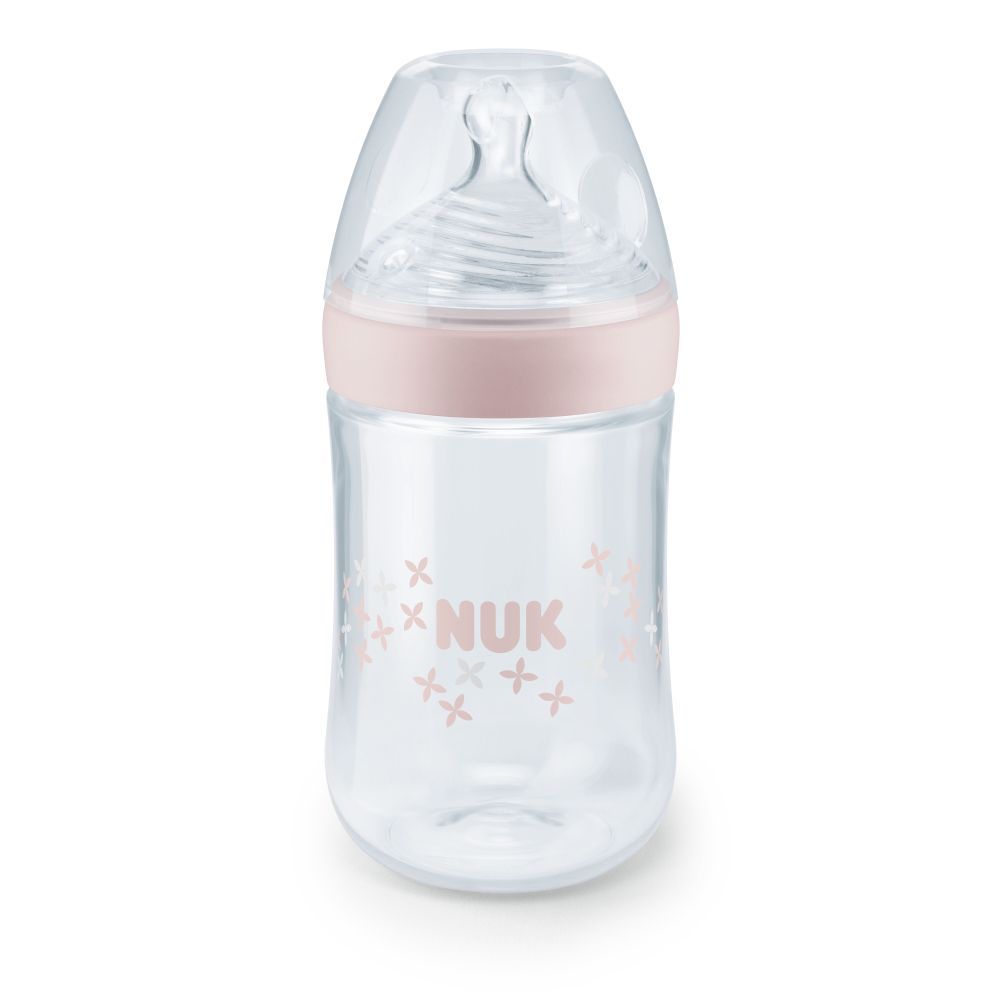 Biberon Nuk Nature Sense Roz, 260ml, Orificiu M - imagine 2