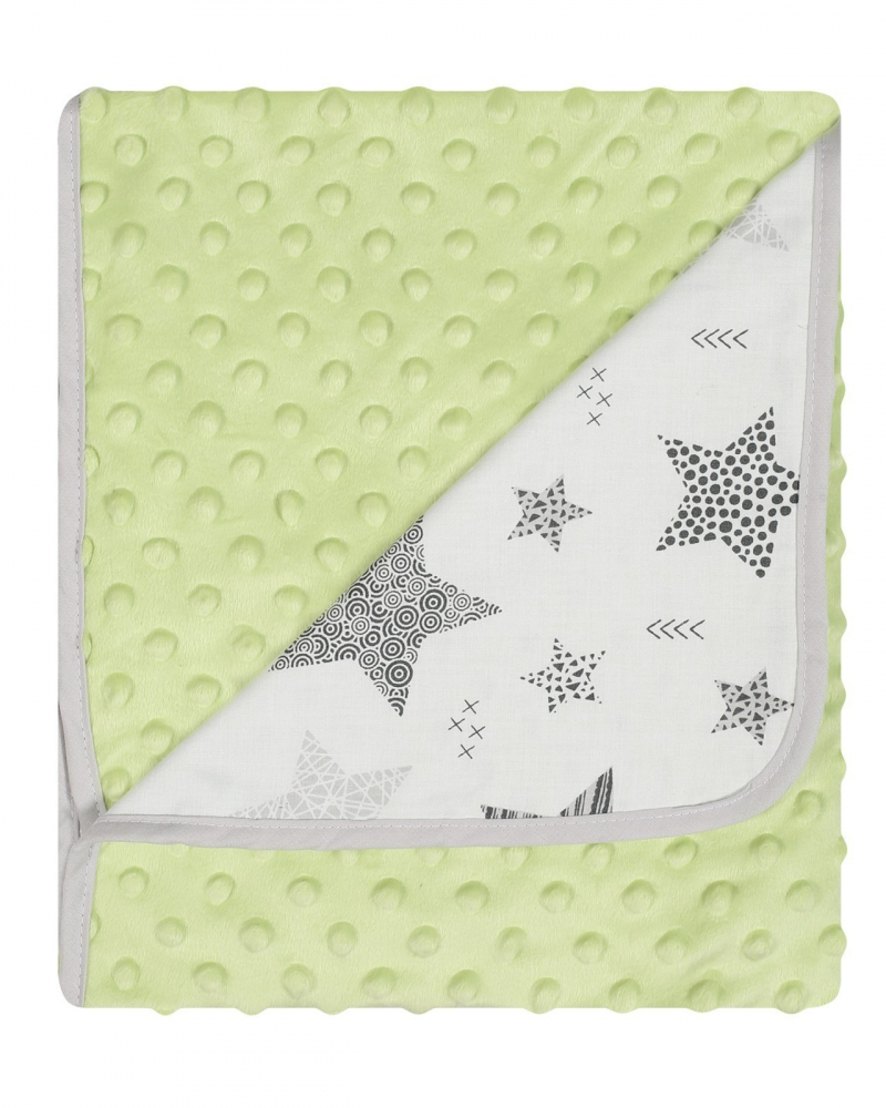 Paturica Duetbaby Minky și Bumbac 80x90 cm Green Stars