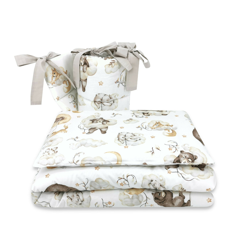 Lenjerie Patut 3 Piese Qmini cu Protectie Bumbac - imagine 3