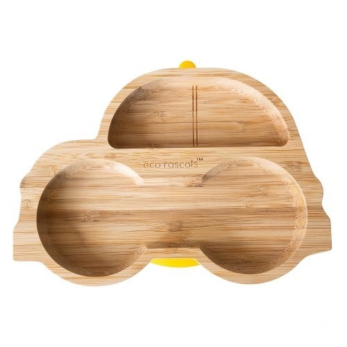 Farfurie Bambus Eco Rascals Mașinuță Galbenă