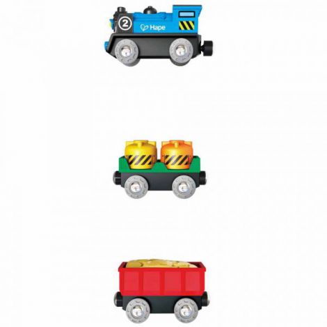 Hape Tren Marfar cu 2 Vagoane - Lemn Ecologic - imagine 4