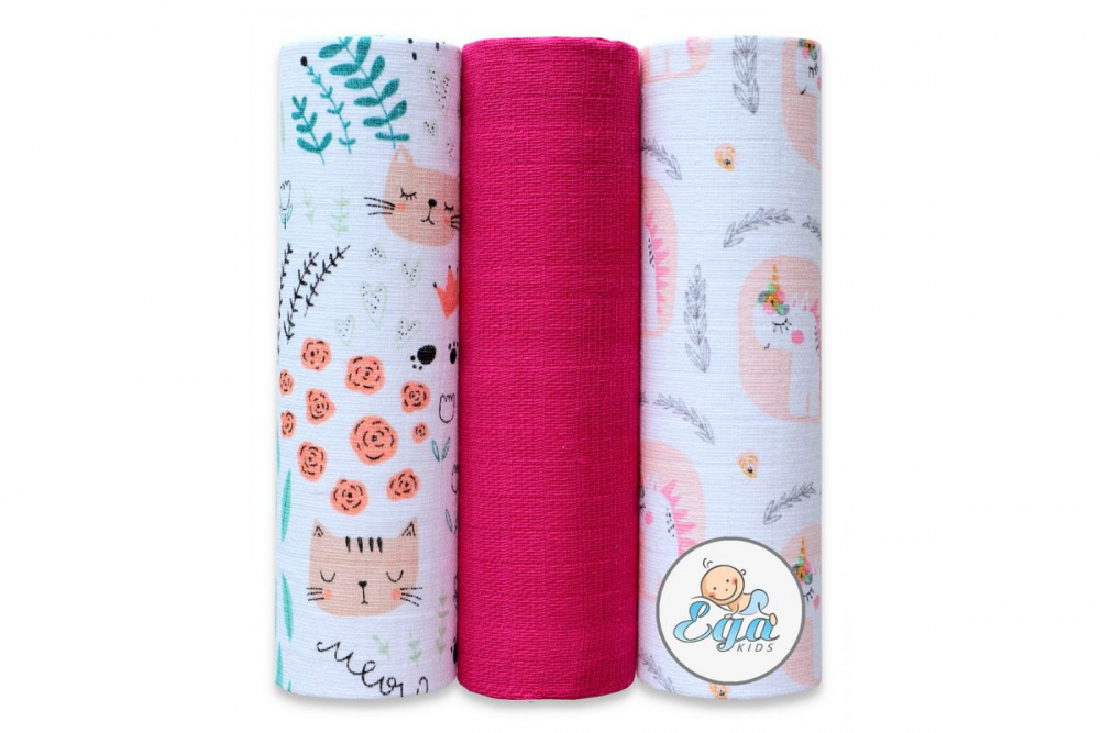 Set 3 Scutece Muselina Egakids Pink 70x80 cm
