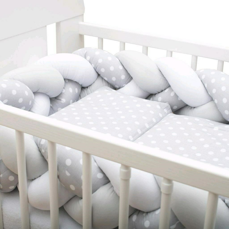 Bumper Impletit New Baby GreyWhite, 225 cm - imagine 5