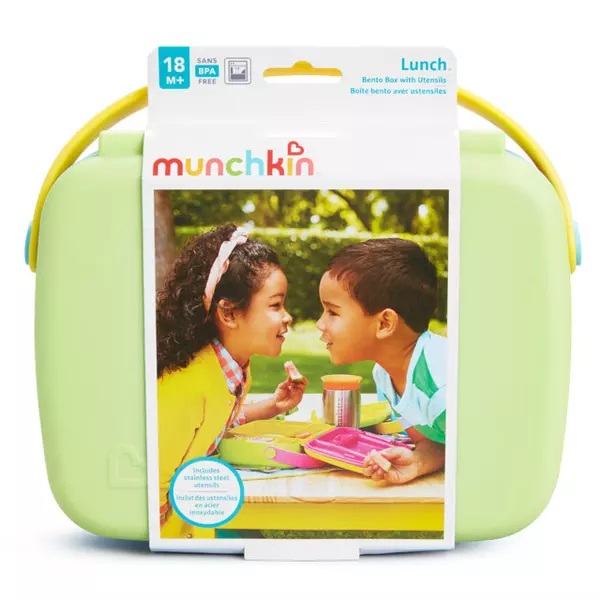 Cutie Bento Munchkin Green cu Ustensile Inox