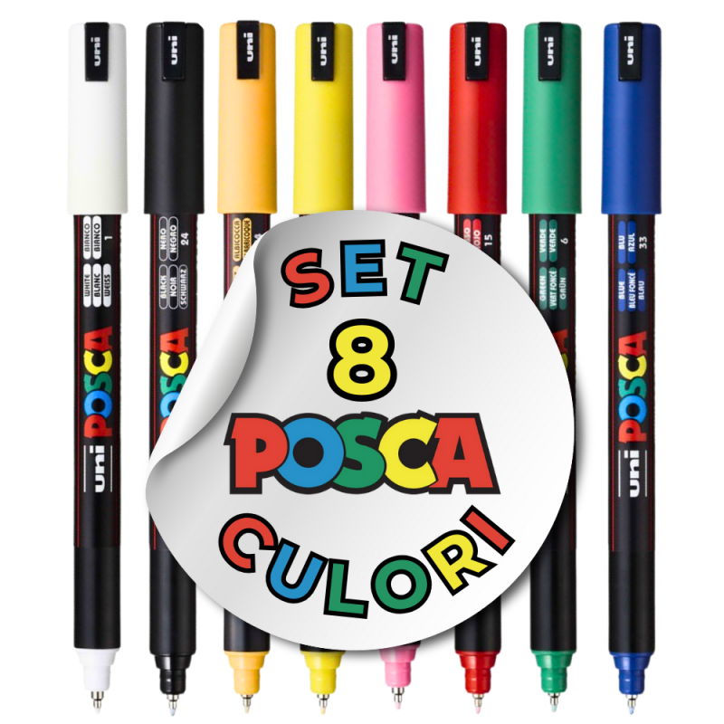 Set Posca PC-1MR Metalice, 8 Culori, Vârf Fin 0.7mm