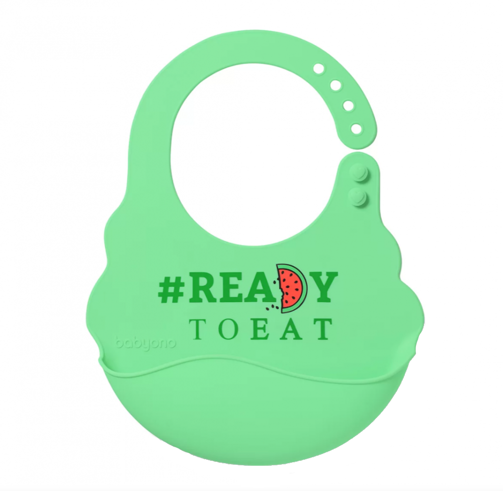 Baveta Babyono din silicon ajustabila, verde - imagine 5