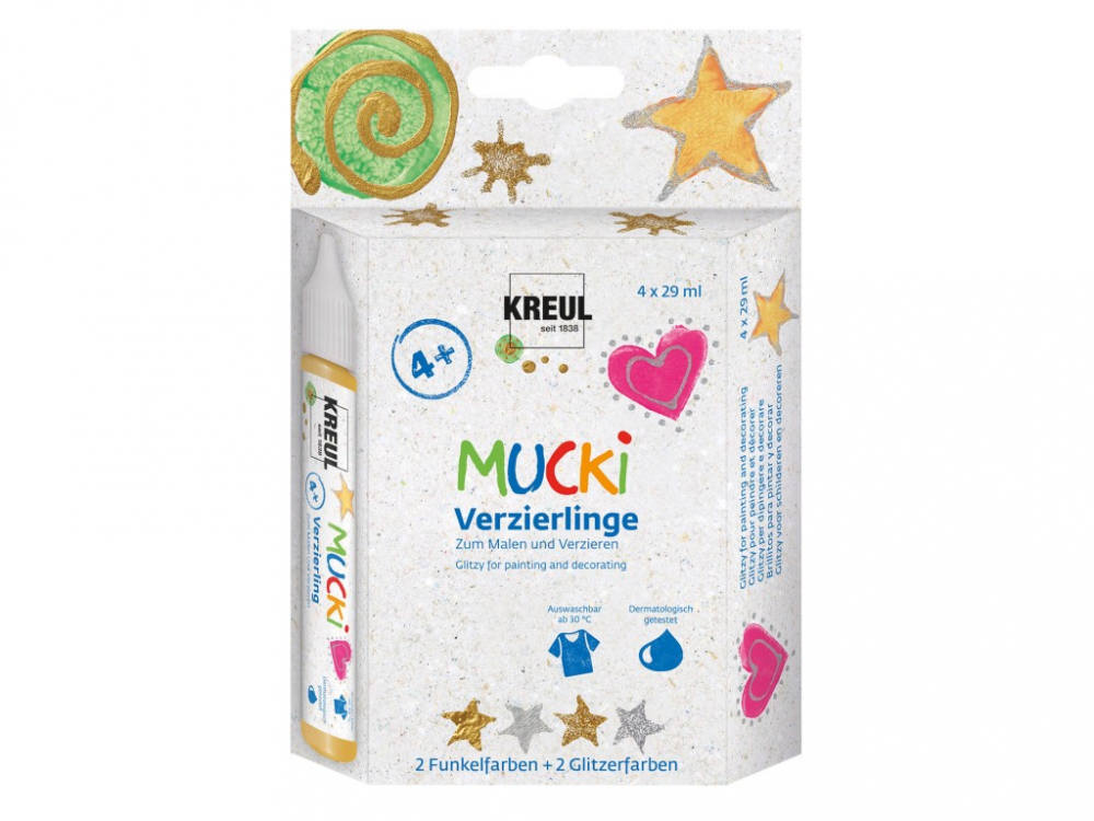 Set Culori 3D Mucki Glitzy, 4 x 29 ml | Kreul