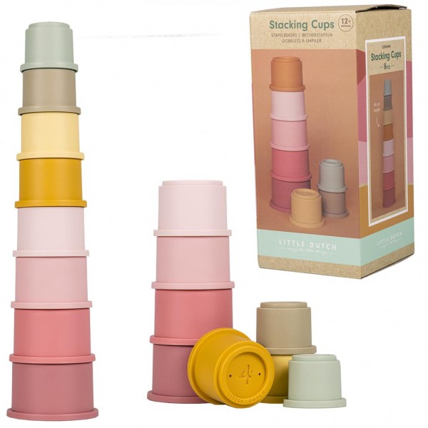 Set 8 cupe baie Little Dutch roz, stivuibile