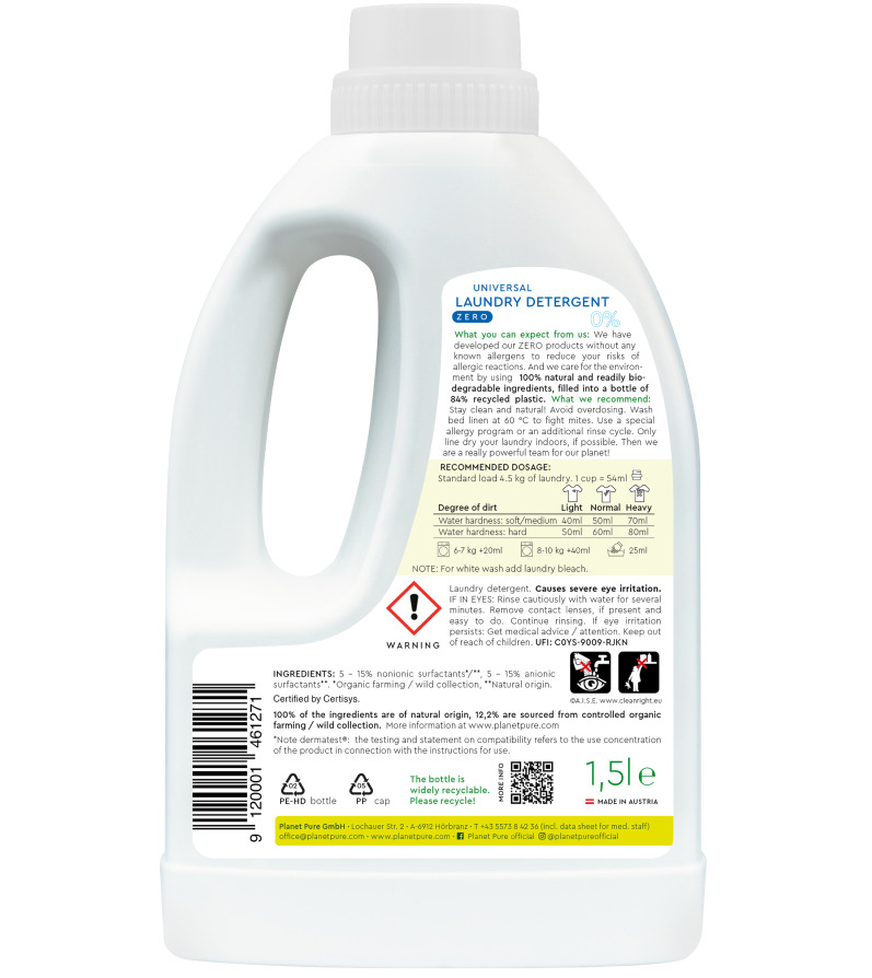 Detergent Bio Neutru Planet Pure 1.5L - Piele Sensibila