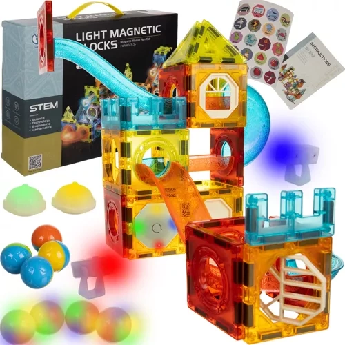 Set Marble Run Kruzzel, 75 Piese, Construcție Magnetică