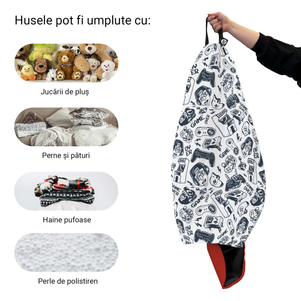 Husă Bean Bag Para XL Updeco, Game Over