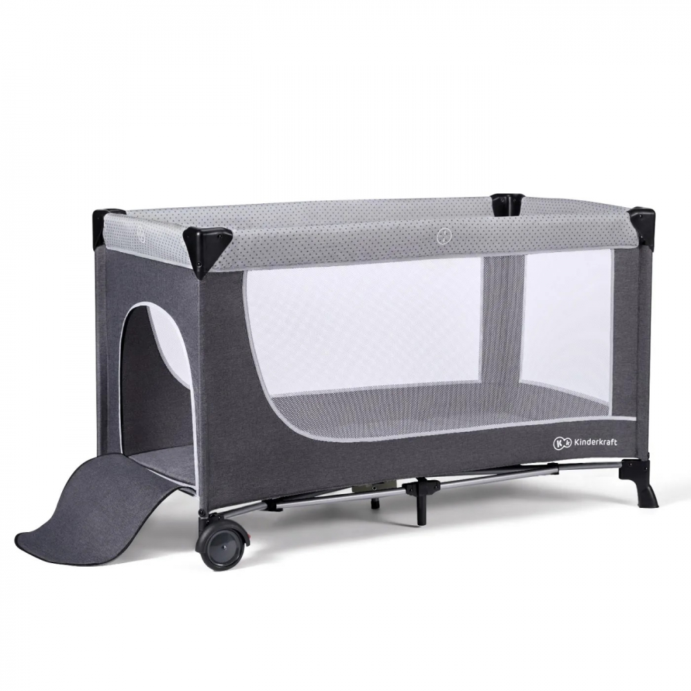 Patut pliabil Kinderkraft, 2 nivele, Grey - imagine 5