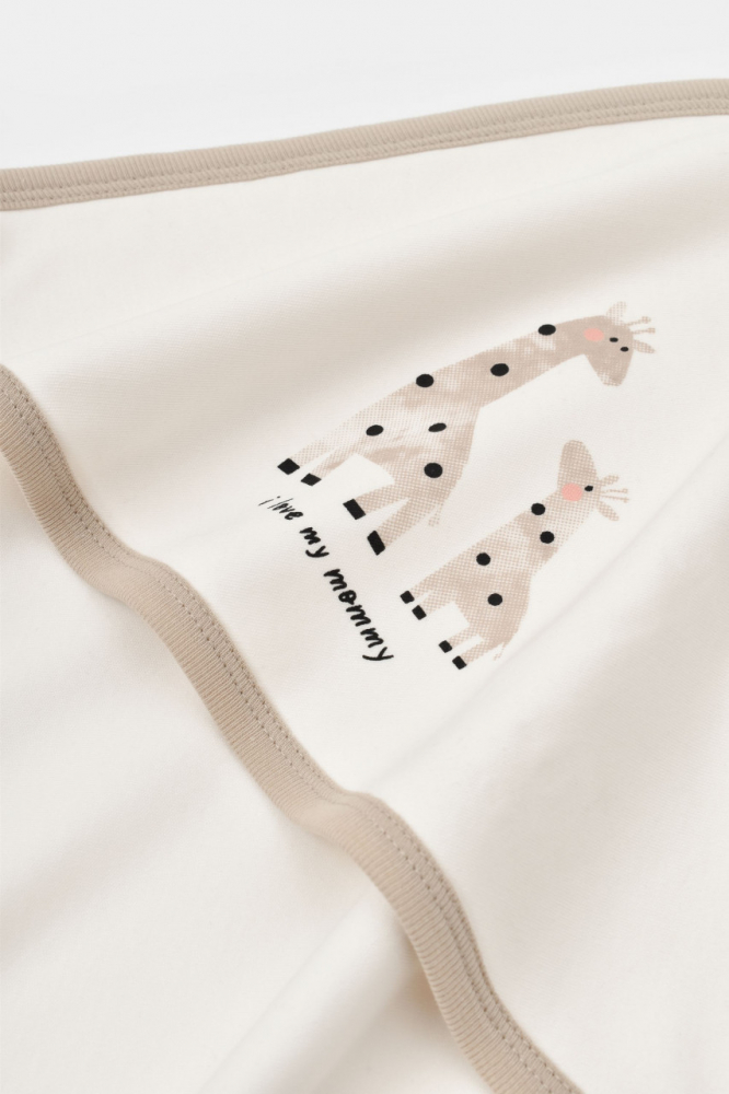 Paturica Bumbac Organic Girafa Ecru 85x85 Babycosy - imagine 4