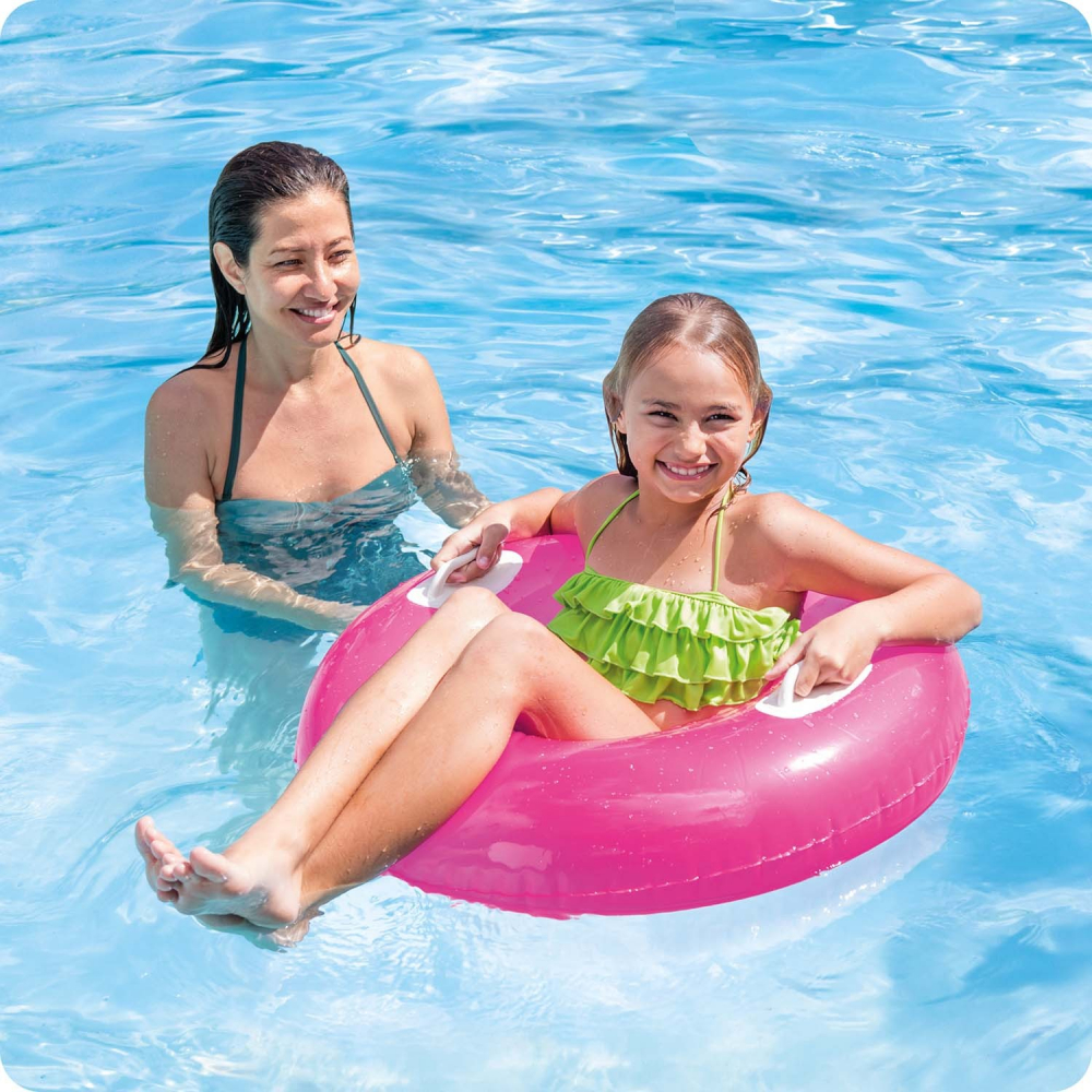 Colac Gonflabil Intex 76 cm Roz cu Mânere - imagine 2
