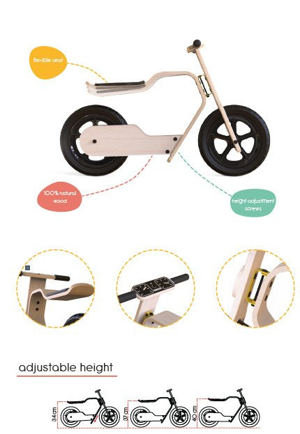 Bicicleta lemn fara pedale RideMe MamaToyz - imagine 8