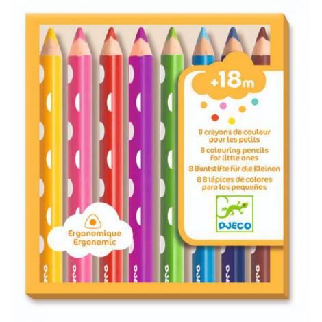 Creioane Colorate Djeco pentru Bebe, Ergonomice