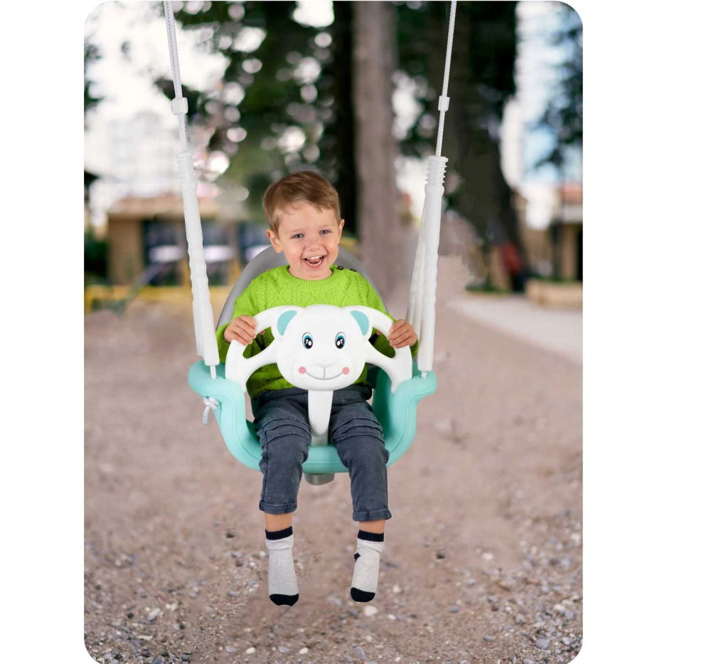 Leagan 3in1 Ricokids Ursulet, Turcoaz/Alb, Interior/Exterior - imagine 6