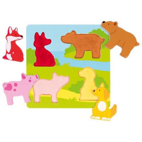 Puzzle Tactil Goki Animale, Lemn, +1 An - imagine 3