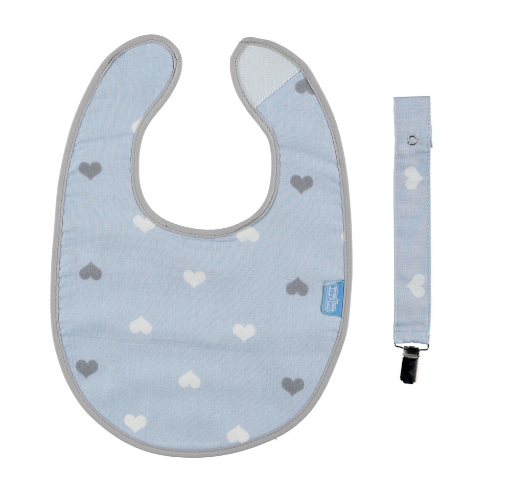 Baveta cu suport suzeta Babyjem Little Hearts