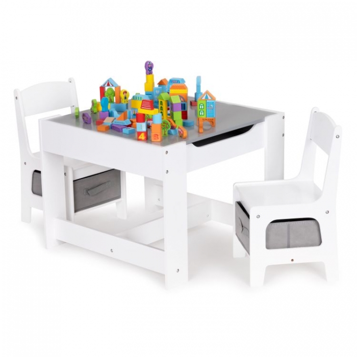 Set Masa si 2 Scaune Ecotoys cu Depozitare - imagine 3