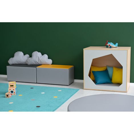 Puf Gri-Galben Moje Bambino - Confort Creață - imagine 6