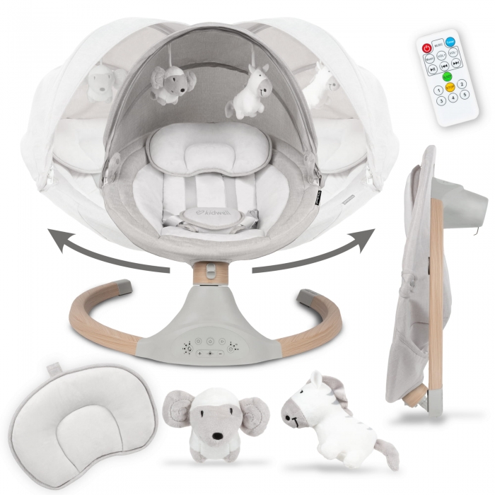 Leagan Electric Kidwell 2 în 1, Lemn, Light Melange - imagine 10