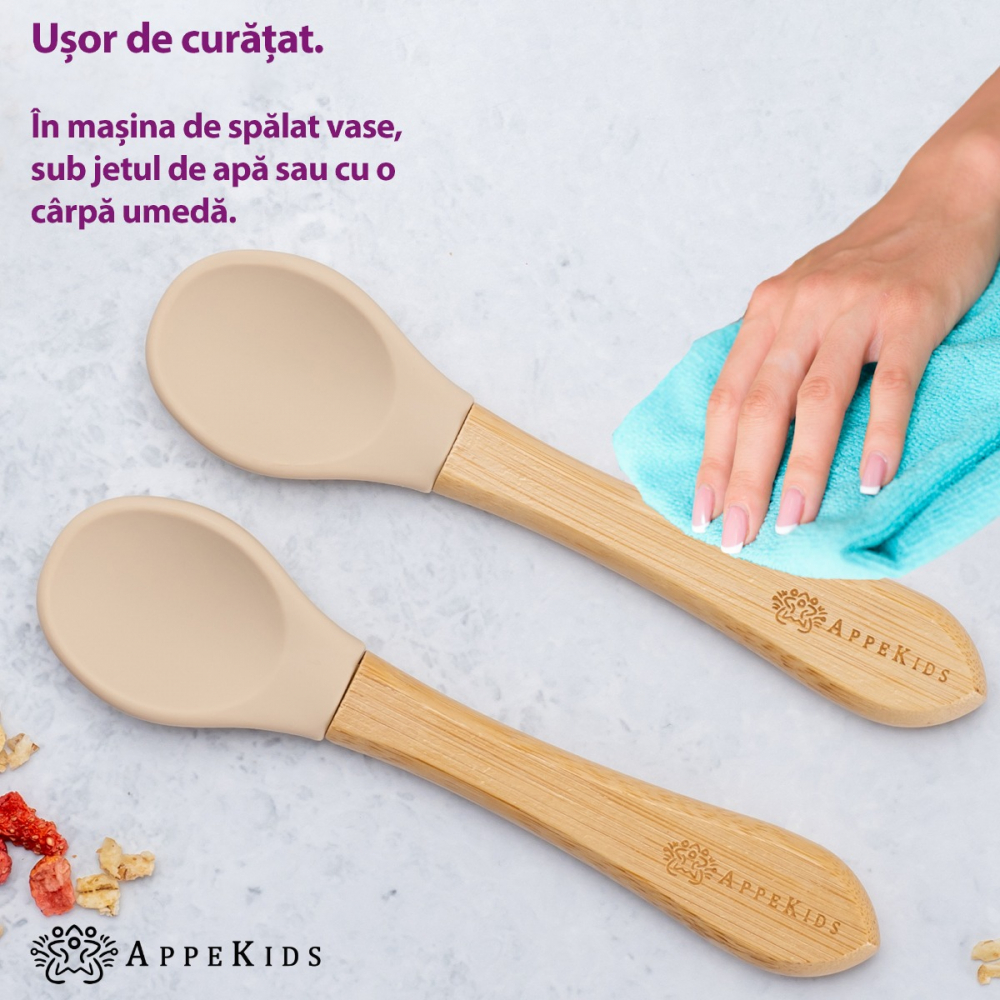 Set Lingurițe Bambus AppeKids Beige - imagine 3