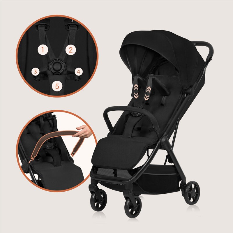 Carucior Lionelo Julie Air Negru, 7.5kg, Pliere Compacta - imagine 2