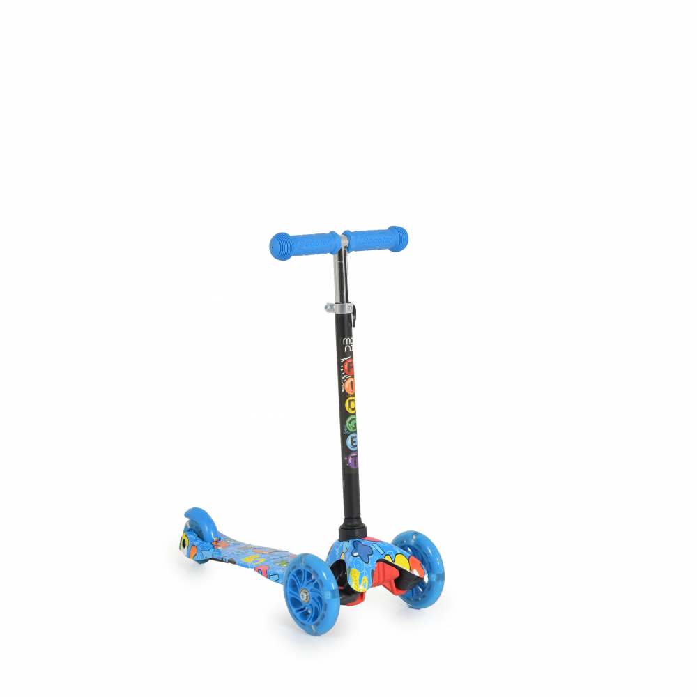 Trotineta Moni LED 4 roti, reglabila, albastra - imagine 3
