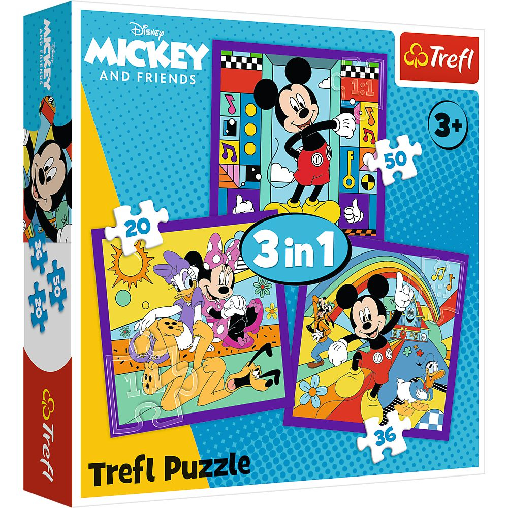 Puzzle 3in1 Mickey Mouse Trefl | Educațional